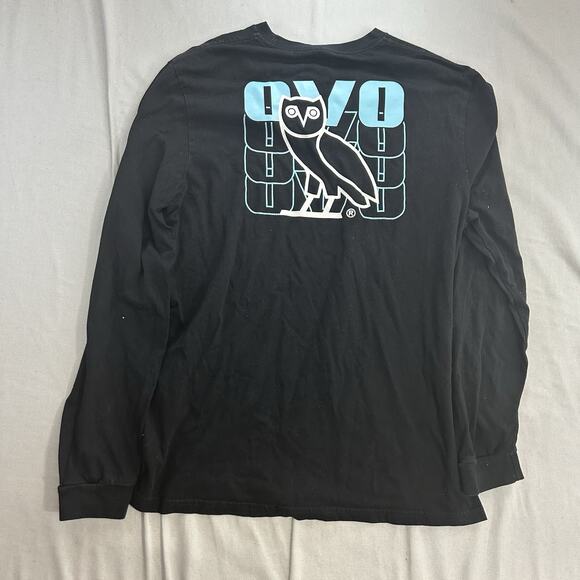 OVO October’s Very Own Drake Black Owl Logo Long Sleeve T Shirt Mens L Blue - Picture 4 of 7